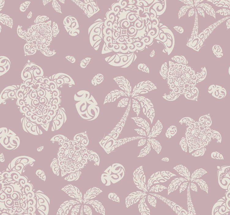 Turtles and Palms animal wallpaper - TenStickers