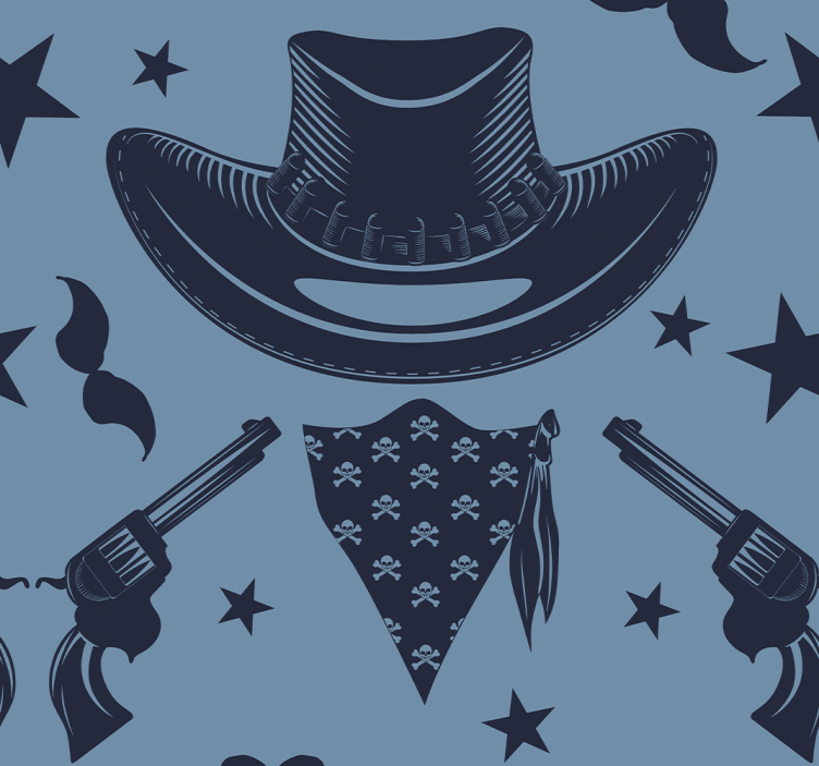 Cowboy hat, flock and revolvers Kids Wallpaper - TenStickers