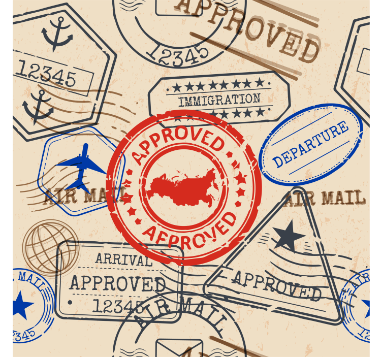 Travel Stamp Patterns letter wallpaper - TenStickers