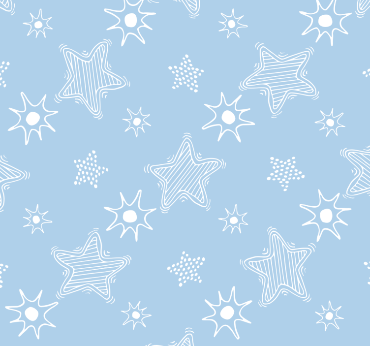Blue child pattern star wallpaper - TenStickers