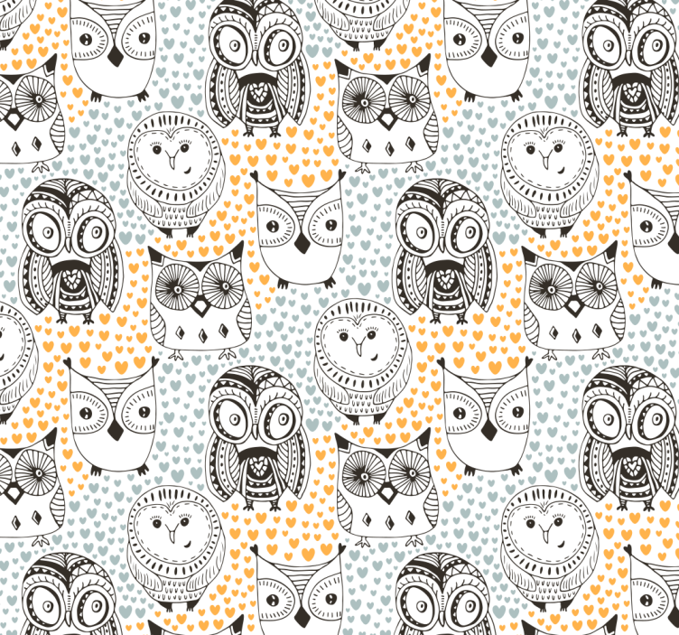 Owl Pattern Motif animal wallpaper - TenStickers