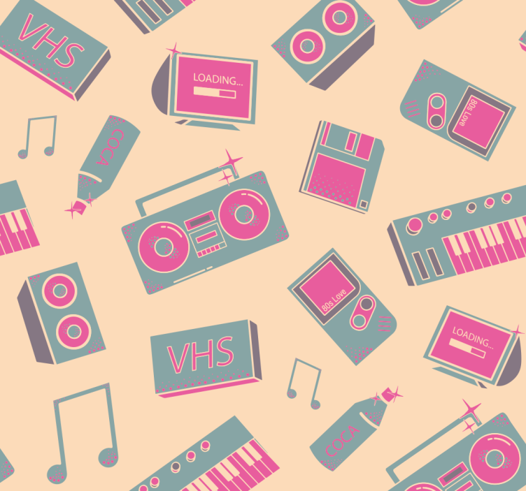 Retro Music Pattern vintage wallpaper - TenStickers