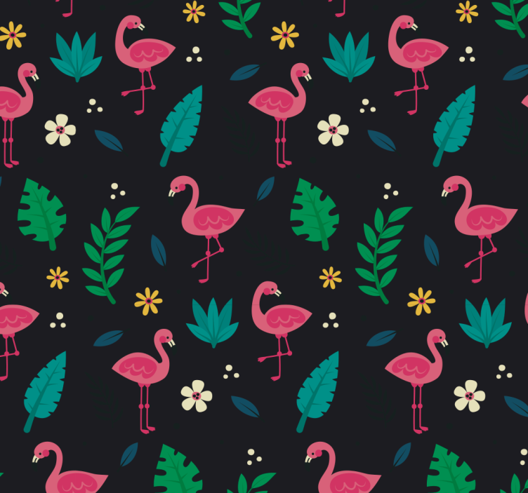 Flamingo Pattern animal wallpaper - TenStickers