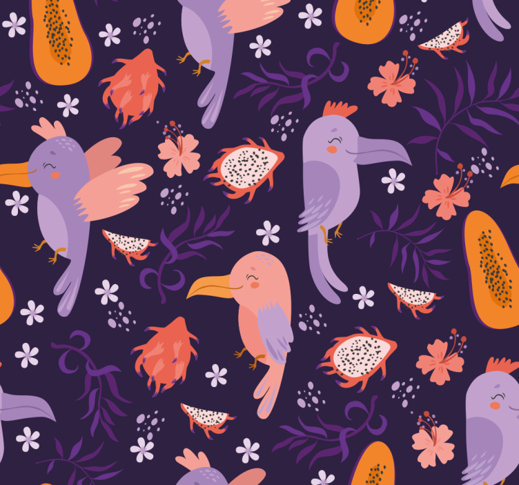 Tropical Bird Pattern animal wallpaper - TenStickers