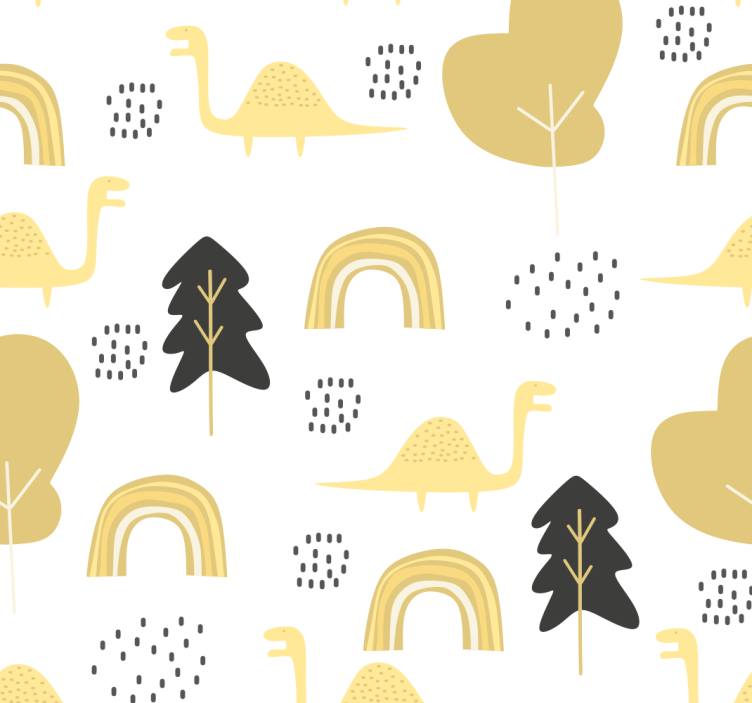 Yellow dinosaurs nordic style wallpaper - TenStickers
