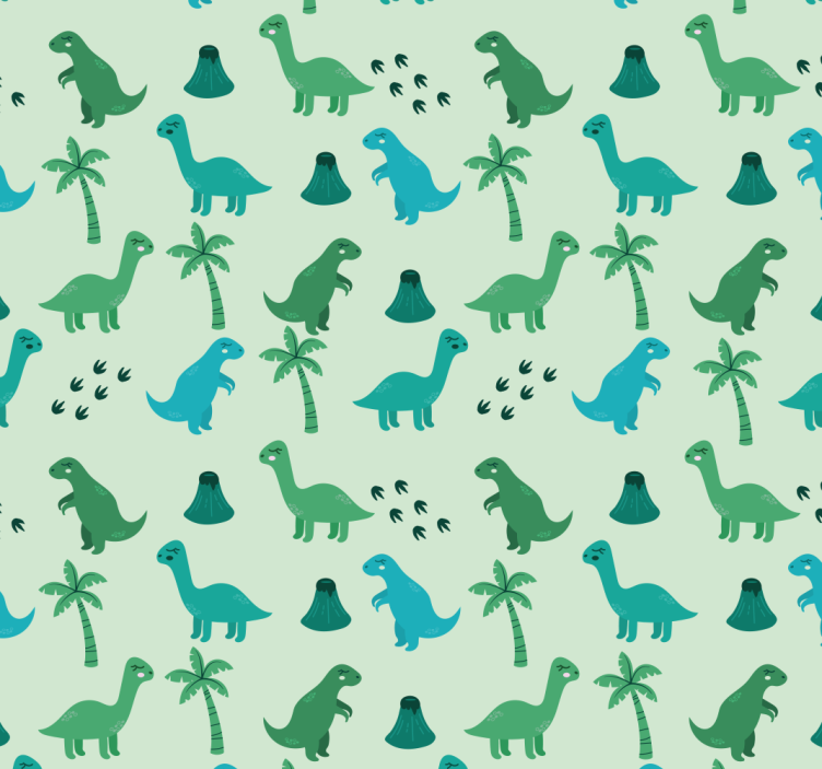 Green dinosaurs Childrens Wallpaper - TenStickers