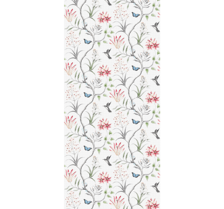 Floral Bird Pattern floral ornament wallpaper - TenStickers