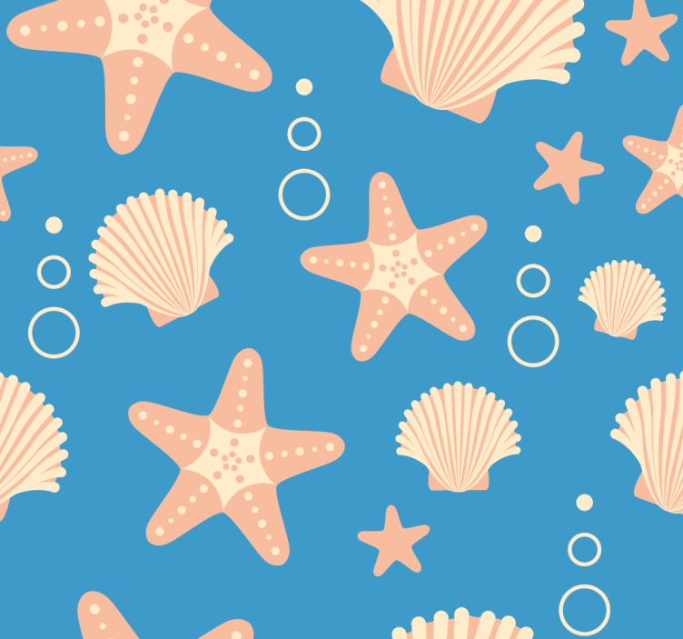 Fishstar and Shells Ocean Sea life wallpaper - TenStickers