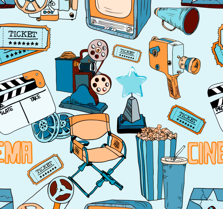 Movie night living room Wallpaper - TenStickers