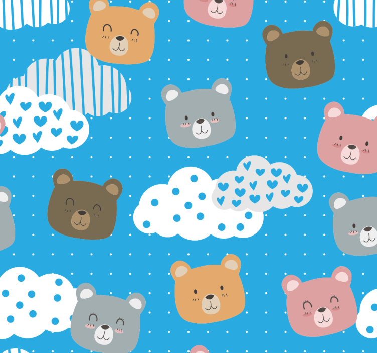 bear smile blue background Wallpaper - TenStickers