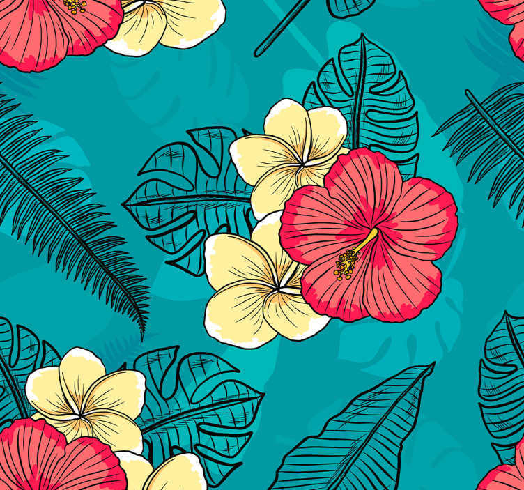 Hawaiian flowers Wallpaper - TenStickers