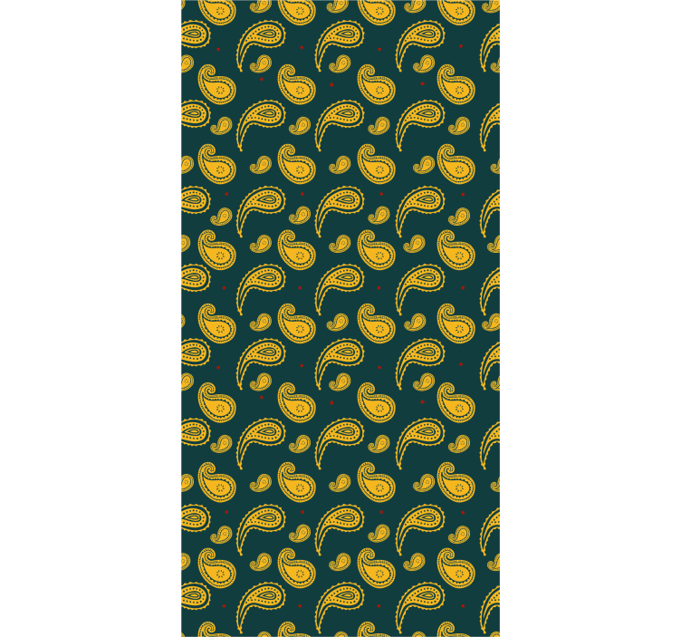 Green, yellow and red paisley wallpaper - TenStickers