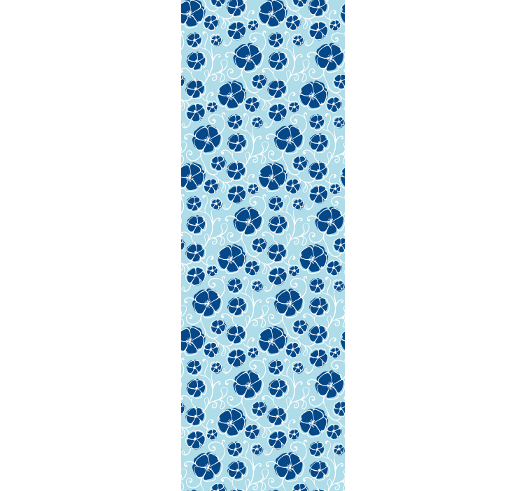 Blue Floral Tiles floral ornament wallpaper - TenStickers