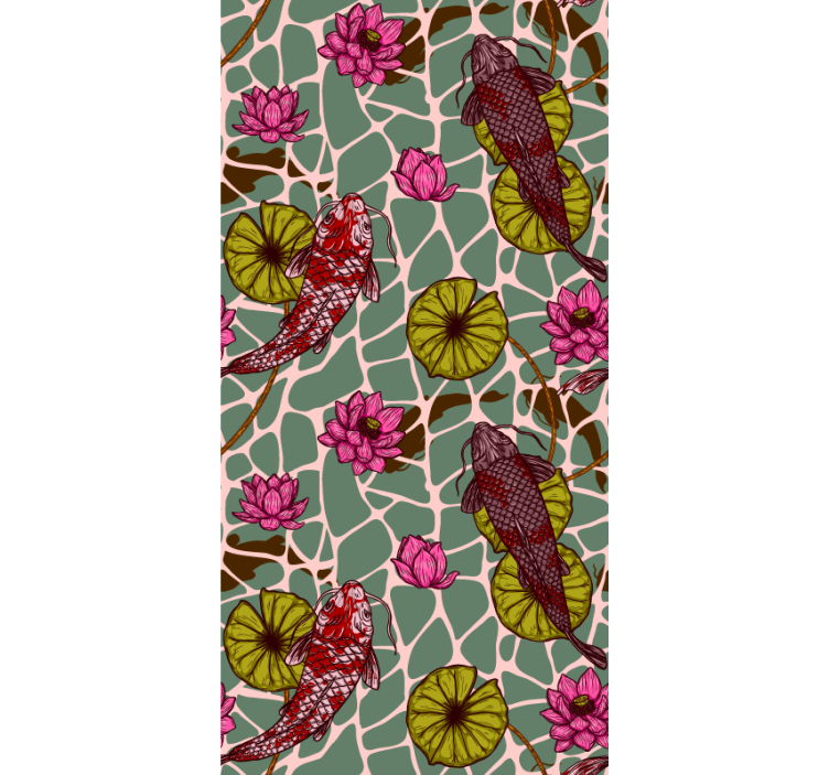 Koi Pond Motif fish wallpaper - TenStickers