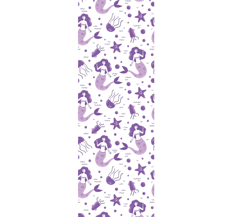 Mermaid cartoon purple tail childrens wallpaper - TenStickers