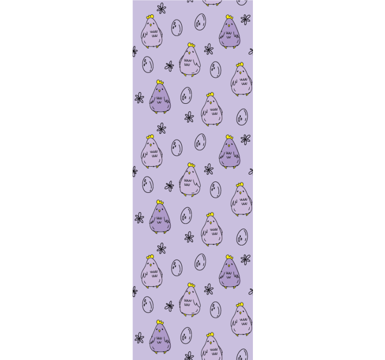 Purple pattern with chicken and egg wallpaper - TenStickers