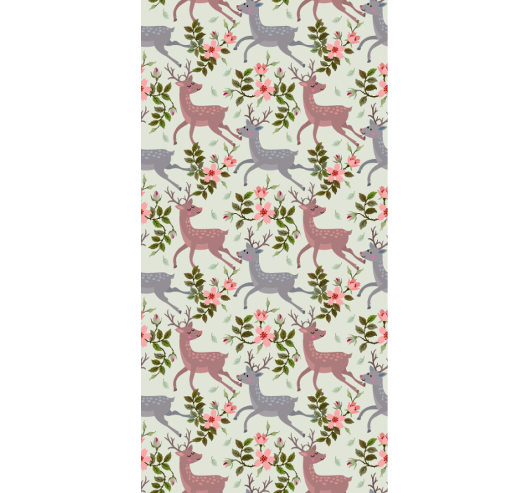 Floral stag animal wallpaper - TenStickers