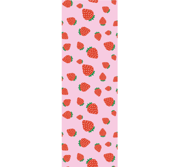 Strawberries pattern on pink flower wallpaper - TenStickers