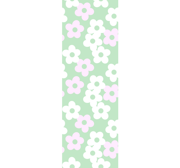 Green with white and pink Flower Wallpaper - TenStickers