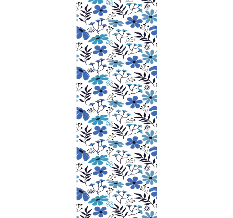 Different blue flowers wallpaper - TenStickers