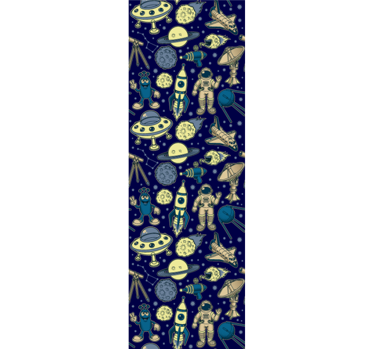 Planets, astronauts and rocket ship wallpaper - TenStickers