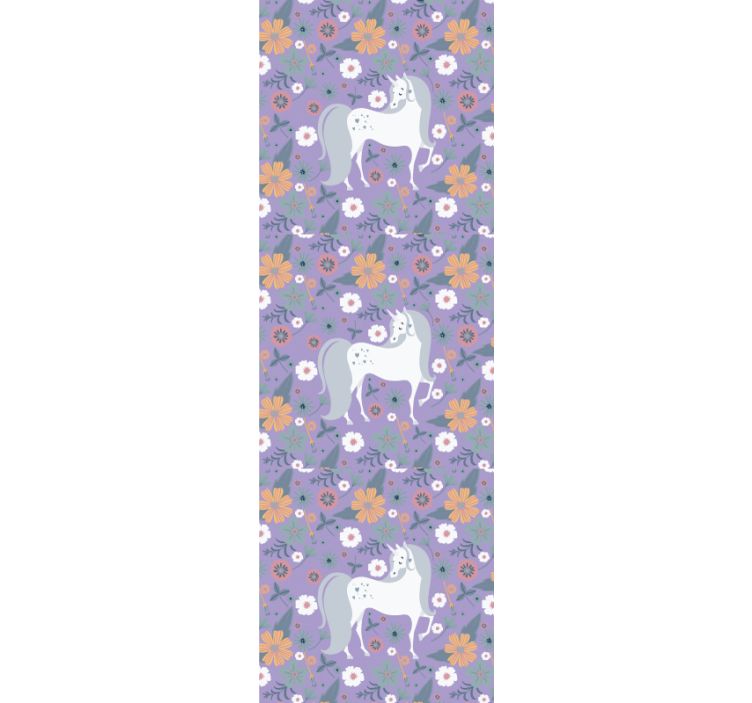 Unicorn Floral Pattern animal wallpaper - TenStickers