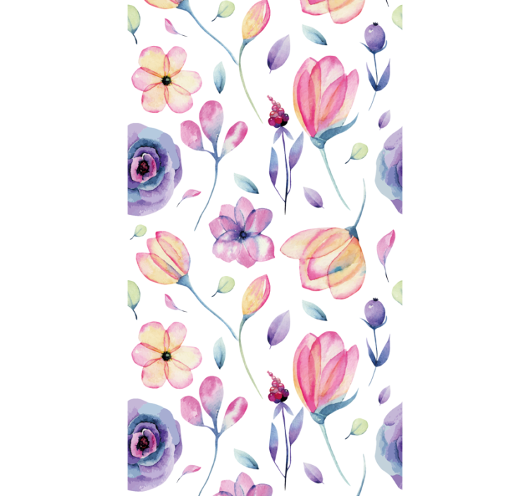 Floral Watercolor flower wallpaper - TenStickers