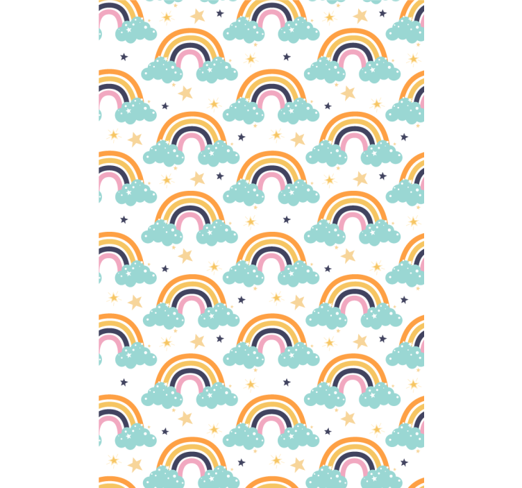 Rainbows with clouds Childrens Wallpaper - TenStickers
