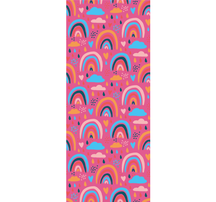 Rainbows with pink background wallpaper - TenStickers
