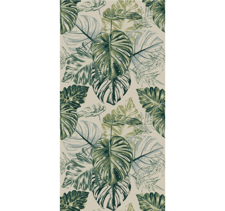 Faded monstera leaves gray Abstract Wallpaper - TenStickers