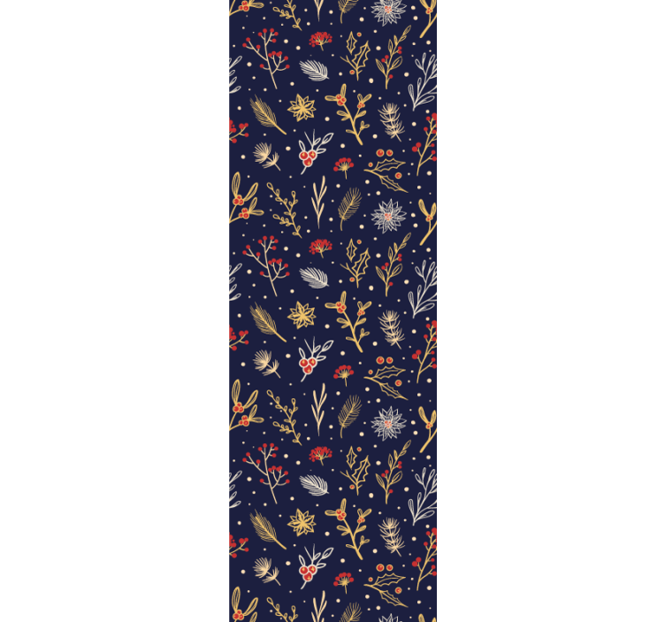Golden mistletoe on navy blue x-mas wallpaper - TenStickers