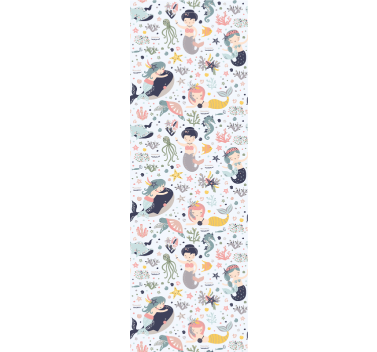 Cute cartoon mermaid pattern Bathroom wallpaper - TenStickers