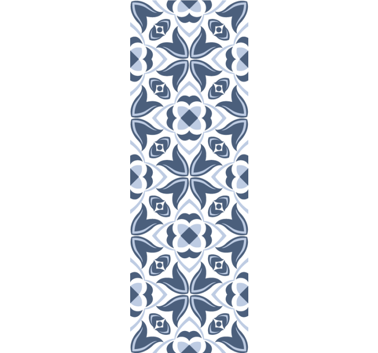 Blue Geometric Flowers tile wallpaper - TenStickers