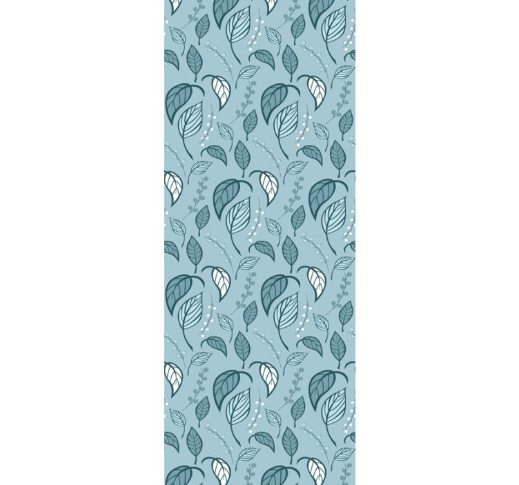 Scandinavian design blue leaf pattern wallpaper - TenStickers