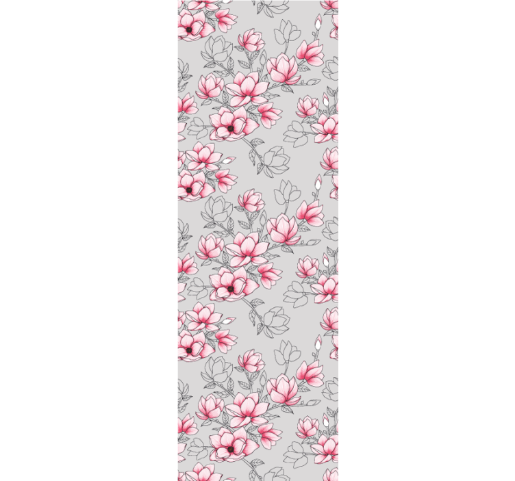 Multiple magnolia flowers on silver wallpaper - TenStickers