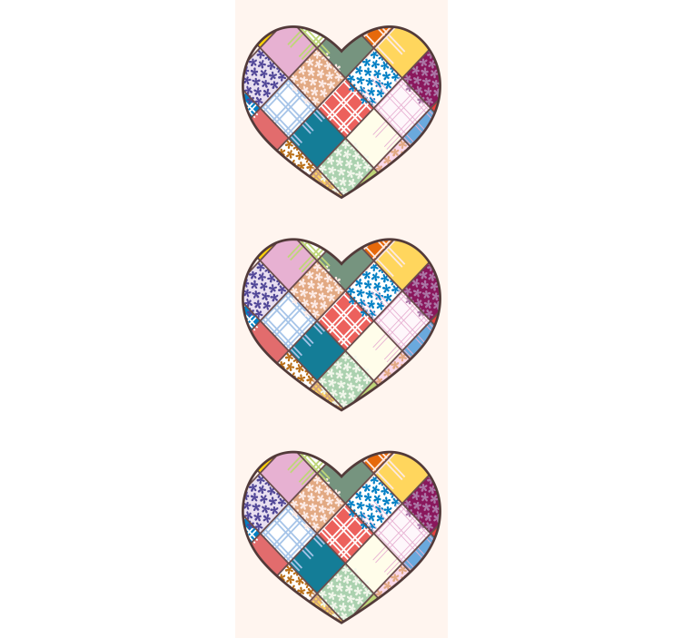 Patchwork Heart Design floral ornament wallpaper - TenStickers