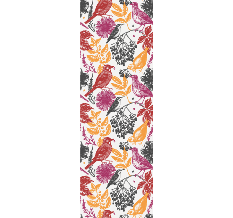Colorful Flowers and Leaves birds wallpaper - TenStickers