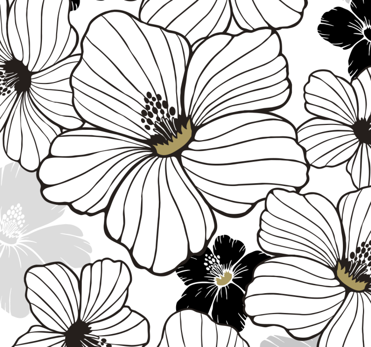 White hibiscus flower pattern Wedding Wallpaper - TenStickers
