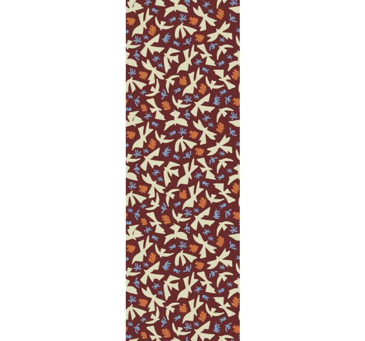 Stylized nature motifs floral ornament wallpaper - TenStickers