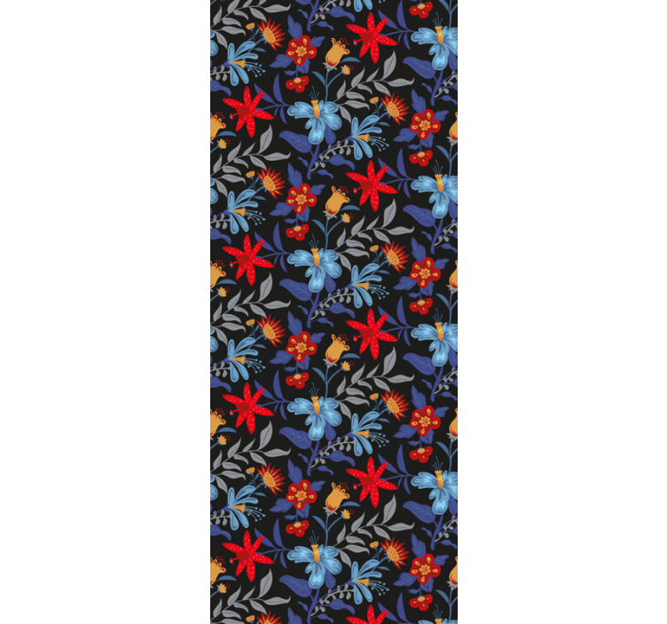Flower print 'tricot' black flower wallpaper - TenStickers