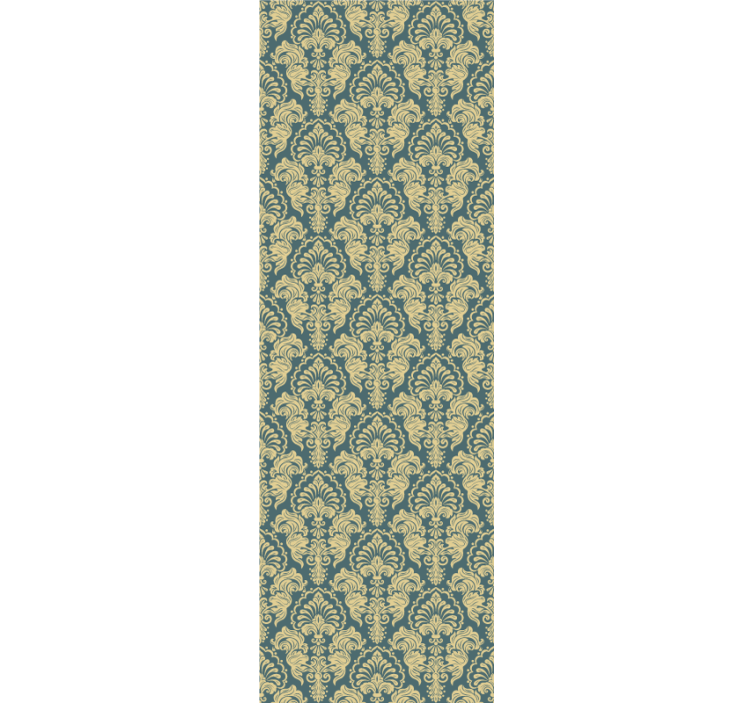 Turquoise and yellow classic pattern wallpaper - TenStickers