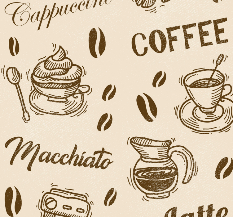 Coffee varieties design kitchen wallpaper - TenStickers