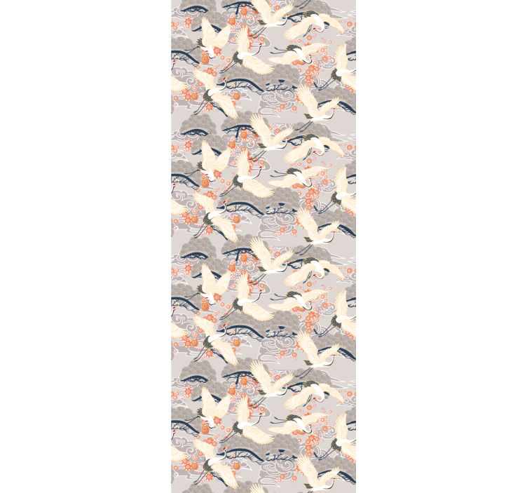 Herons Japanese style pattern Bedroom Wallpaper - TenStickers