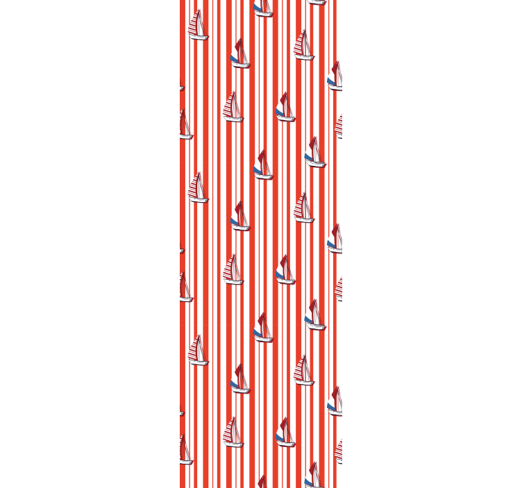 Sailboat red pattern vertical line wallpaper - TenStickers