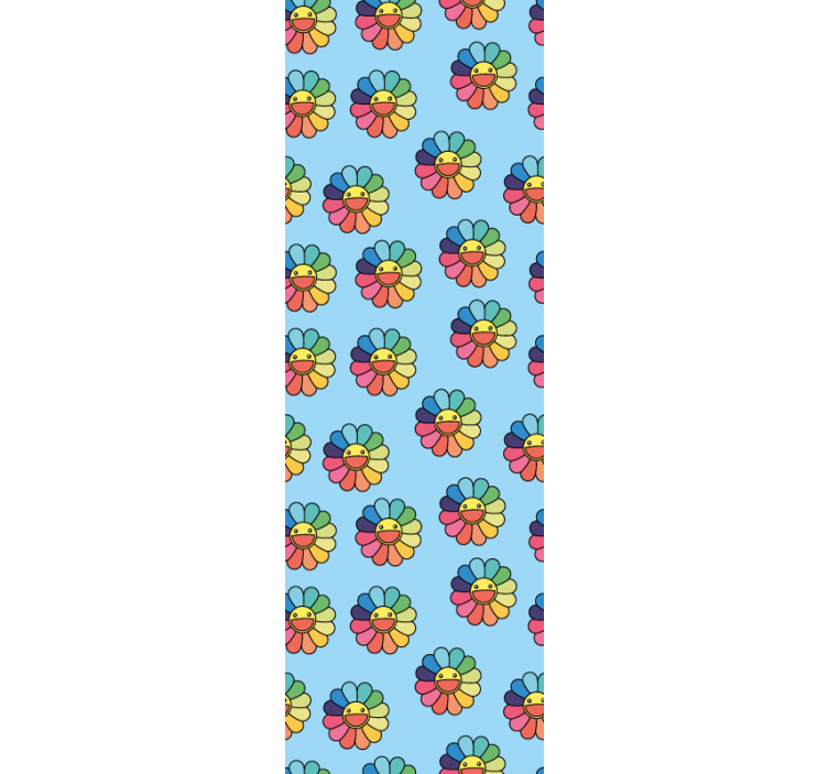 Colorful flowers smiley faces Bedroom Wallpaper - TenStickers