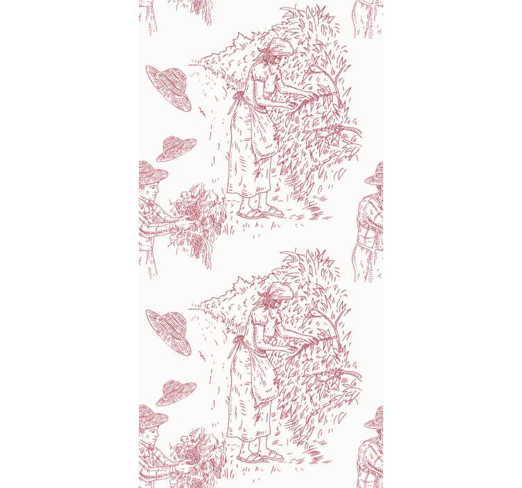 French vintage pattern in red Classic Wallpaper - TenStickers