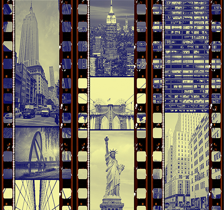 Urban Filmstrip Panorama city wallpaper - TenStickers