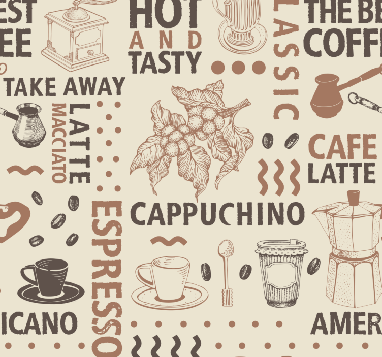 coffee pattern dining room wallpaper - TenStickers