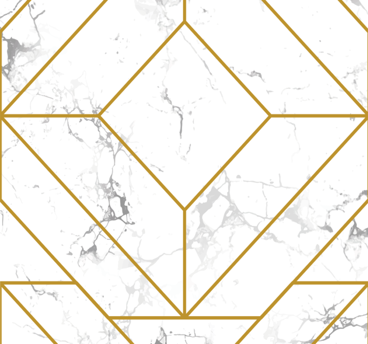 gold and white geometric Living room wallpaper - TenStickers