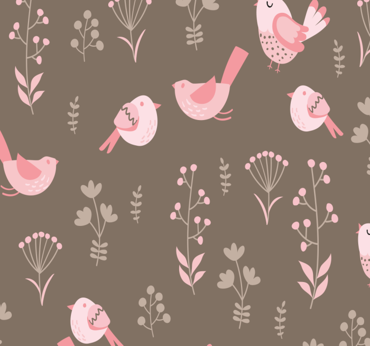 Floral Avian Pattern birds wallpaper - TenStickers